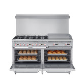 60 in. 6 Burner Commercial LP Range with 24 in. Griddle in Stainless-Steel (KM-CRG60-LP)